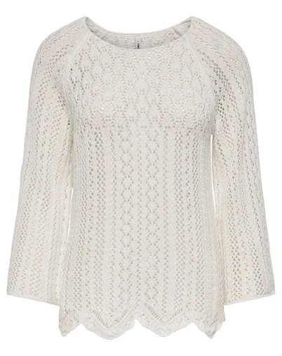 Only - ONLNola Loose O-Neck Strik - Cloud Dancer
